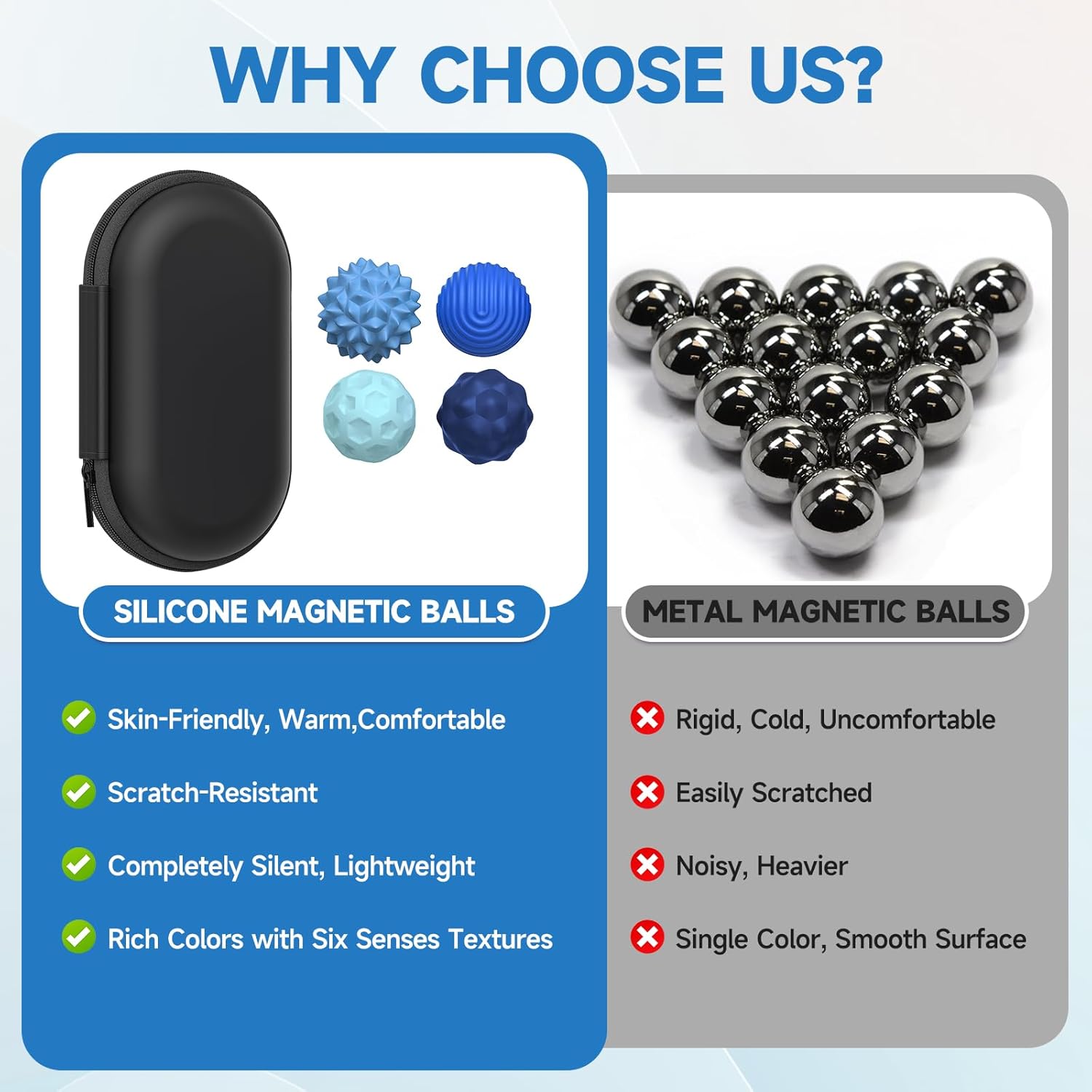 Silicone Magnetic Balls Fidget Toys for Adults Teens 4PCS Stress Relief Sensory Toys Autism ADHD Anxiety Fun Textures Office Toy