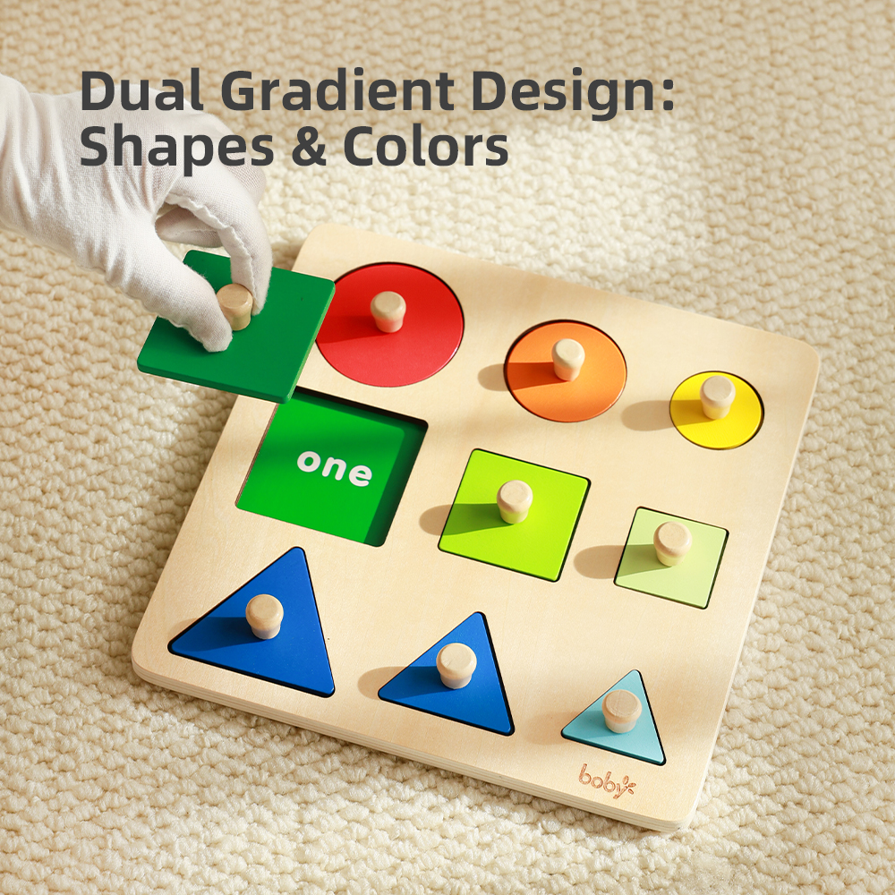 Montessori Wooden Sensory Toys for Kids 1-2 Years Educational Shape Size Gradient Puzzle