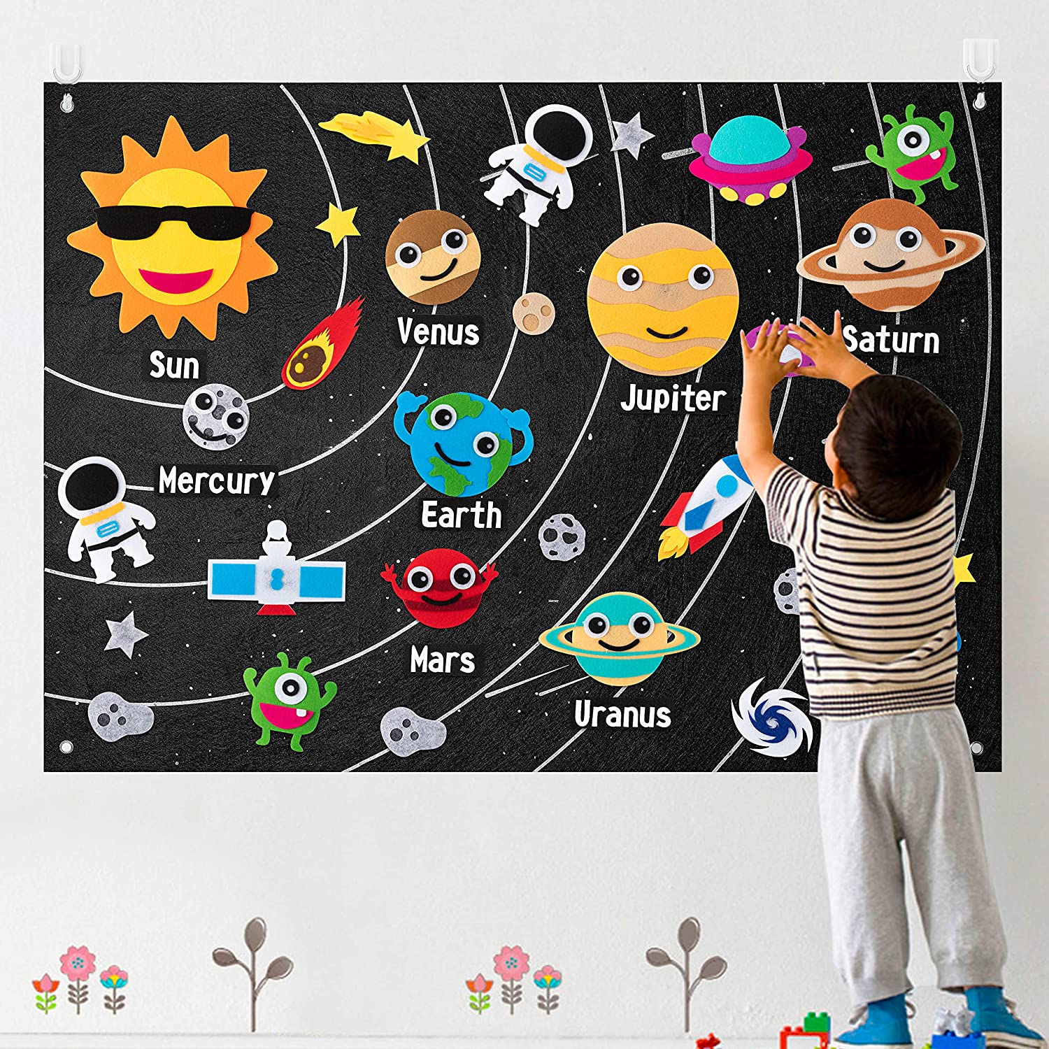 Wall Hanging Preschool Animal Theme Educational Toys Early Learning Felt Fabric Busy Story Board Set Toddler Gift Developing
