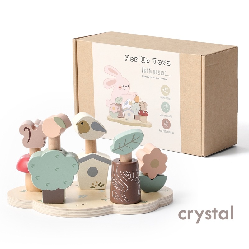 Crystal Wooden Forest Animal Bounce Toy Educational Matching Game Children's Hand-Eye Coordination Interactive Toy
