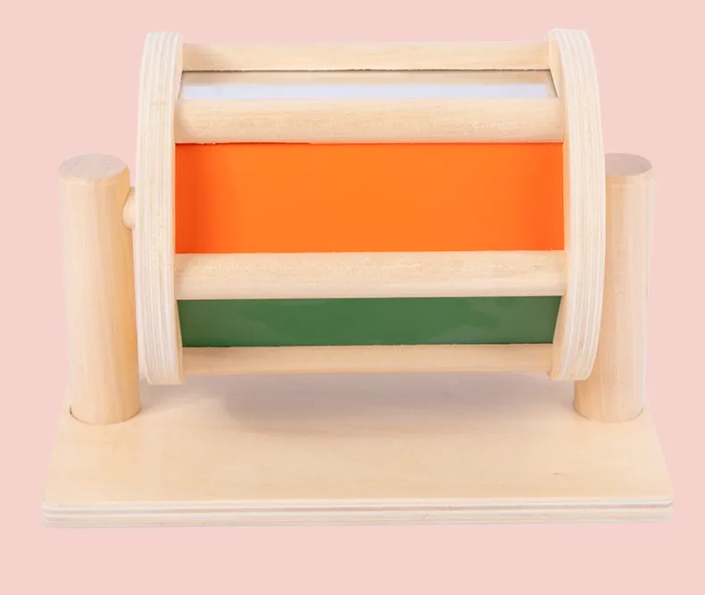 Infant Safe Montessori Wooden Spinning Drum Educational Toy