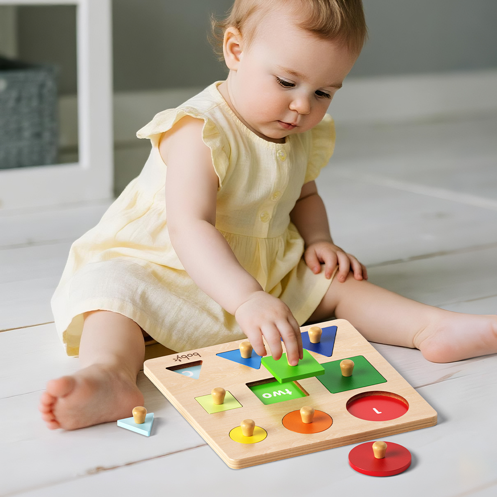 Montessori Wooden Sensory Toys for Kids 1-2 Years Educational Shape Size Gradient Puzzle