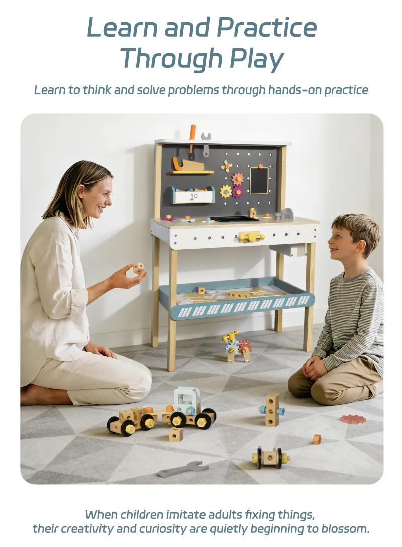 Preschool Toy Classroom Wooden Workbench Play Set for Stem Learning
