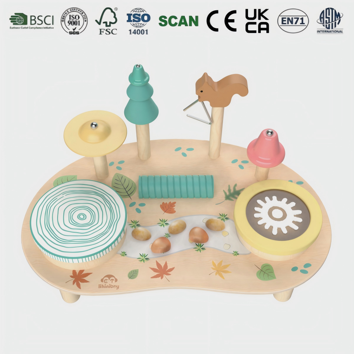 Interactive Wooden Music Station No Keyboard Tune Tides Feature Light Effect Multifunctional Early Education Toy for Children
