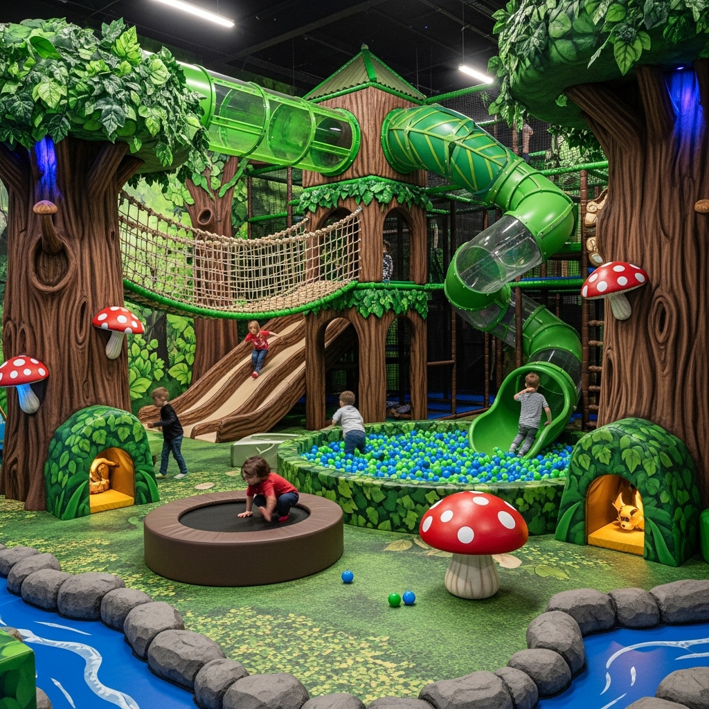 Commercial Indoor Soft Playground Equipment For Kids, Customized Play Structure With Ball Pit,with A Forest Themed