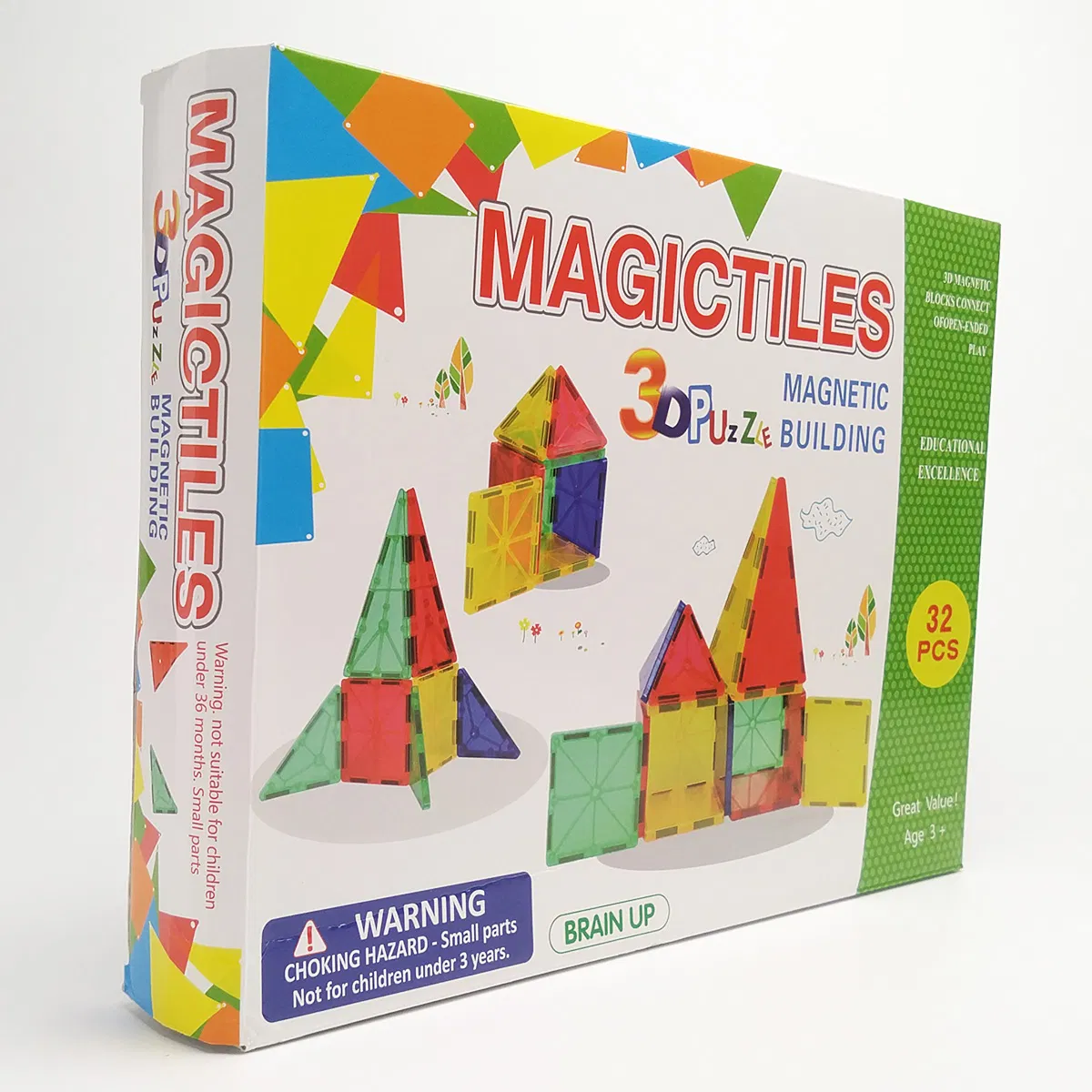 High-Quality Educational Magnetic Building Tiles Strong Magnets for Kids' Learning &amp; Creativity - Magic Construction Set of Magnetic Toys