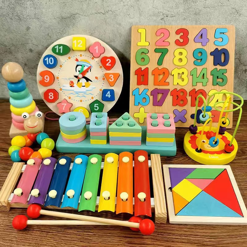 AiJH Intelligence Building Blocks Early Education Infant Young Children Toys Musical Preschool Wooden Toys