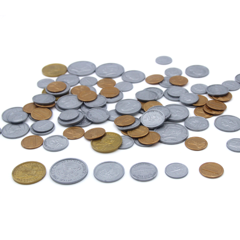 Kids Math Toys Plastic US Coins Set for Play Educational Teaching Coin Collection