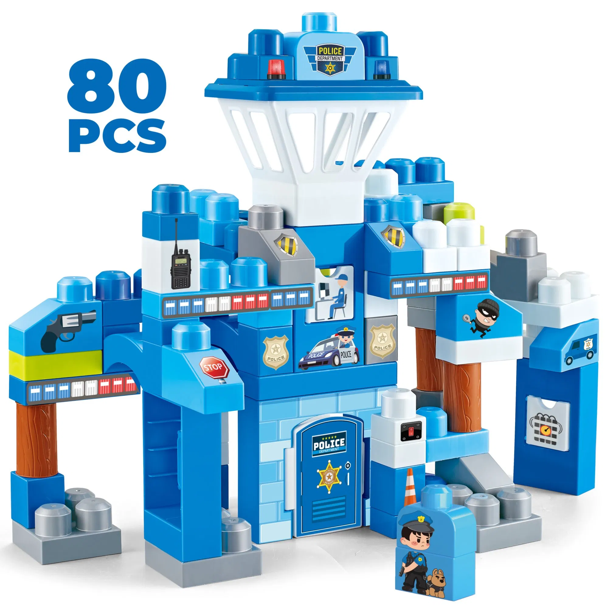 Xinbo 80 Pieces of Police Department Custom Building Blocks Best Selling Toys for Children's Science and Education Enlightenment Toy