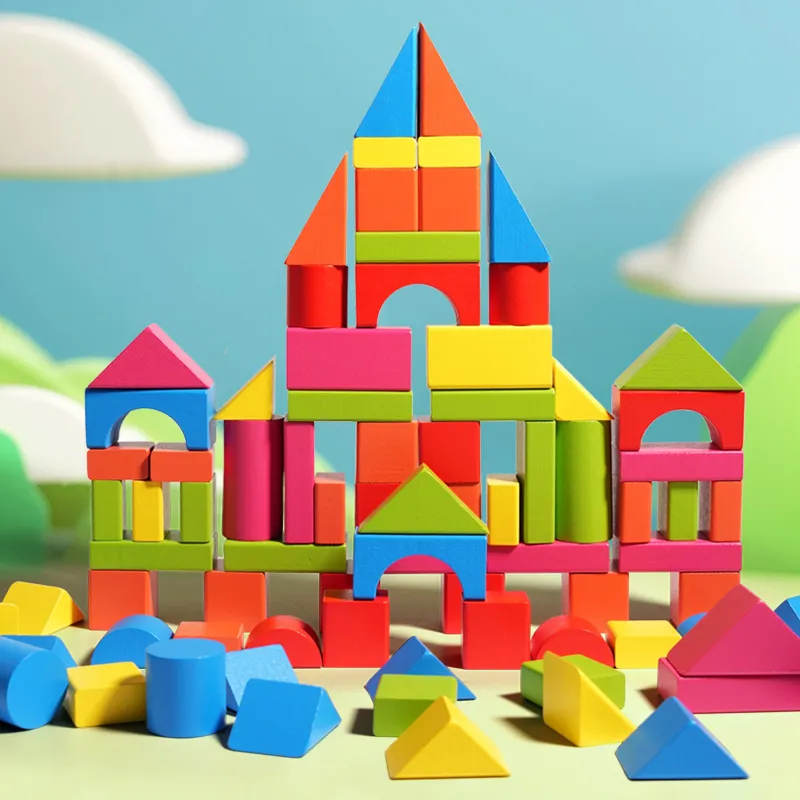 Montessori 82PCS Wooden Building Blocks Early Learning Educational Toy