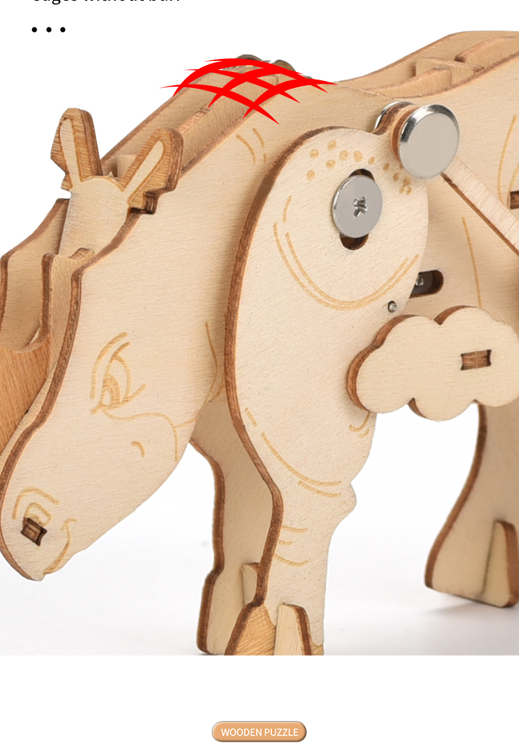 Hands-on Craft DIY 3D Poplar Wood Puzzle Wind-up Walking Animal Model STEM Educational Kit for Ages 4-6