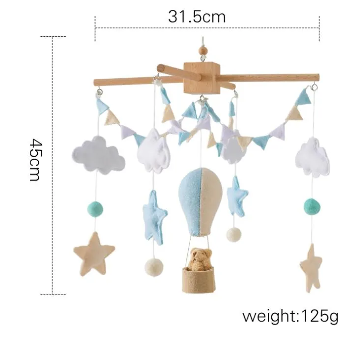 Fabric Plastic Wooden Baby Musical Mobile Toys