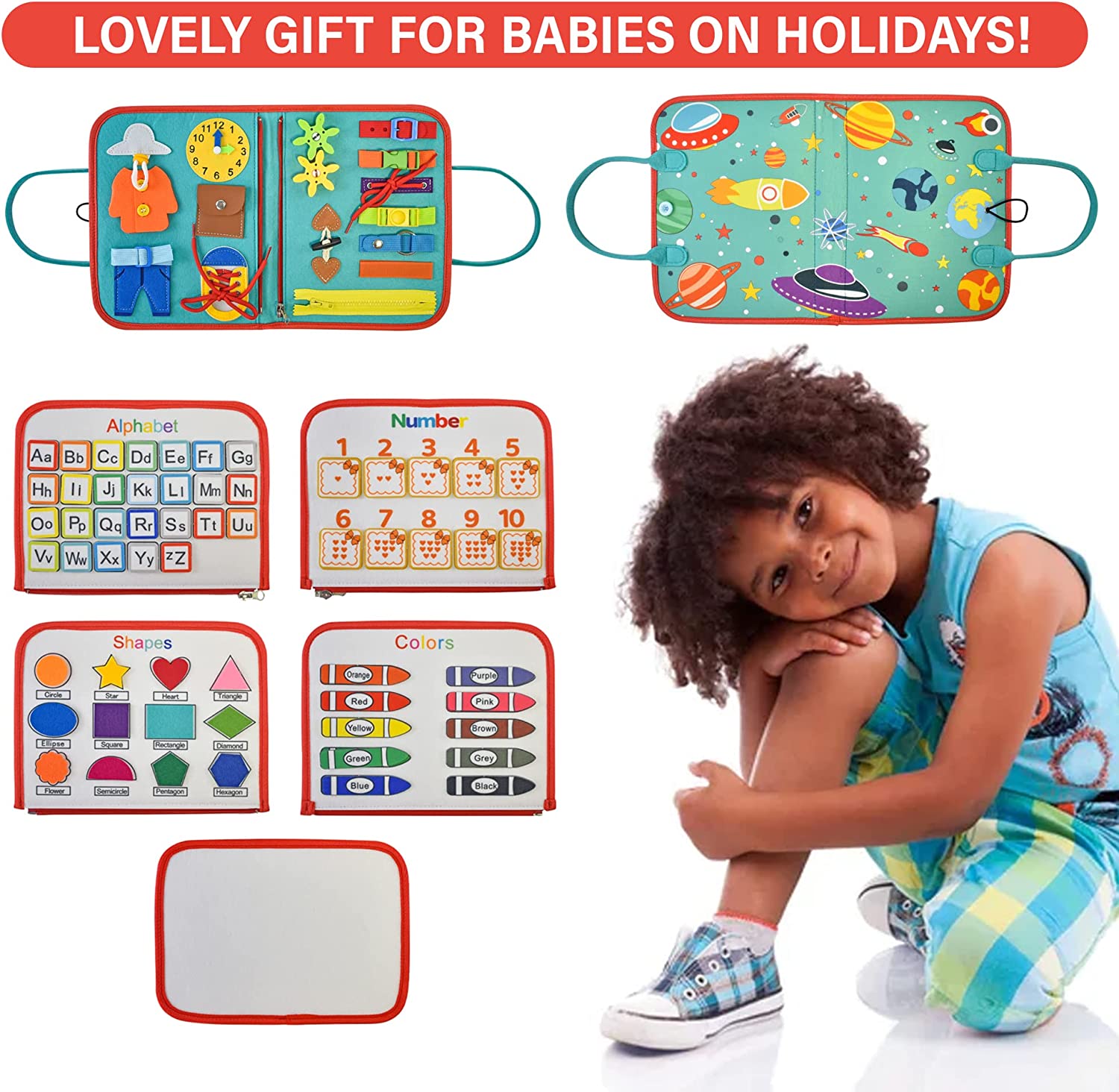 Educational Montessori Toys Multi-effects Fine Motor Skill Learning Interactive Sensory Felt Activity Busy Board for Toddlers