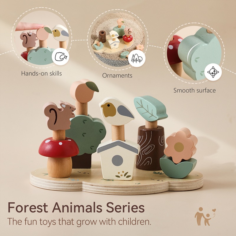 Crystal Wooden Forest Animal Bounce Toy Educational Matching Game Children's Hand-Eye Coordination Interactive Toy
