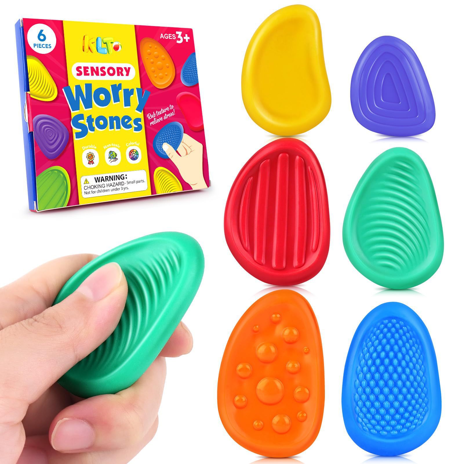 Wholesale 6 Pcs Silicone Sensory Fidget Toys Worry Stones Children's Fidget Toys for Sensory Stone Stress Relief Toy