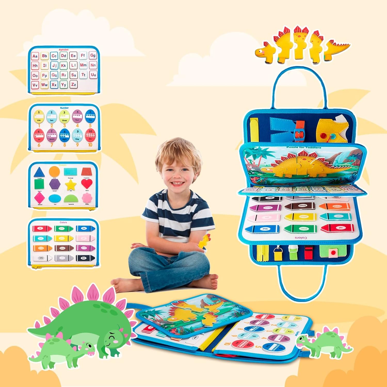 2025 New Busy Board Sensory Toys for Kids 1 2 3 4 Toddler Travel Felt Busy Board Activities Educational Toys Felt Busy Board