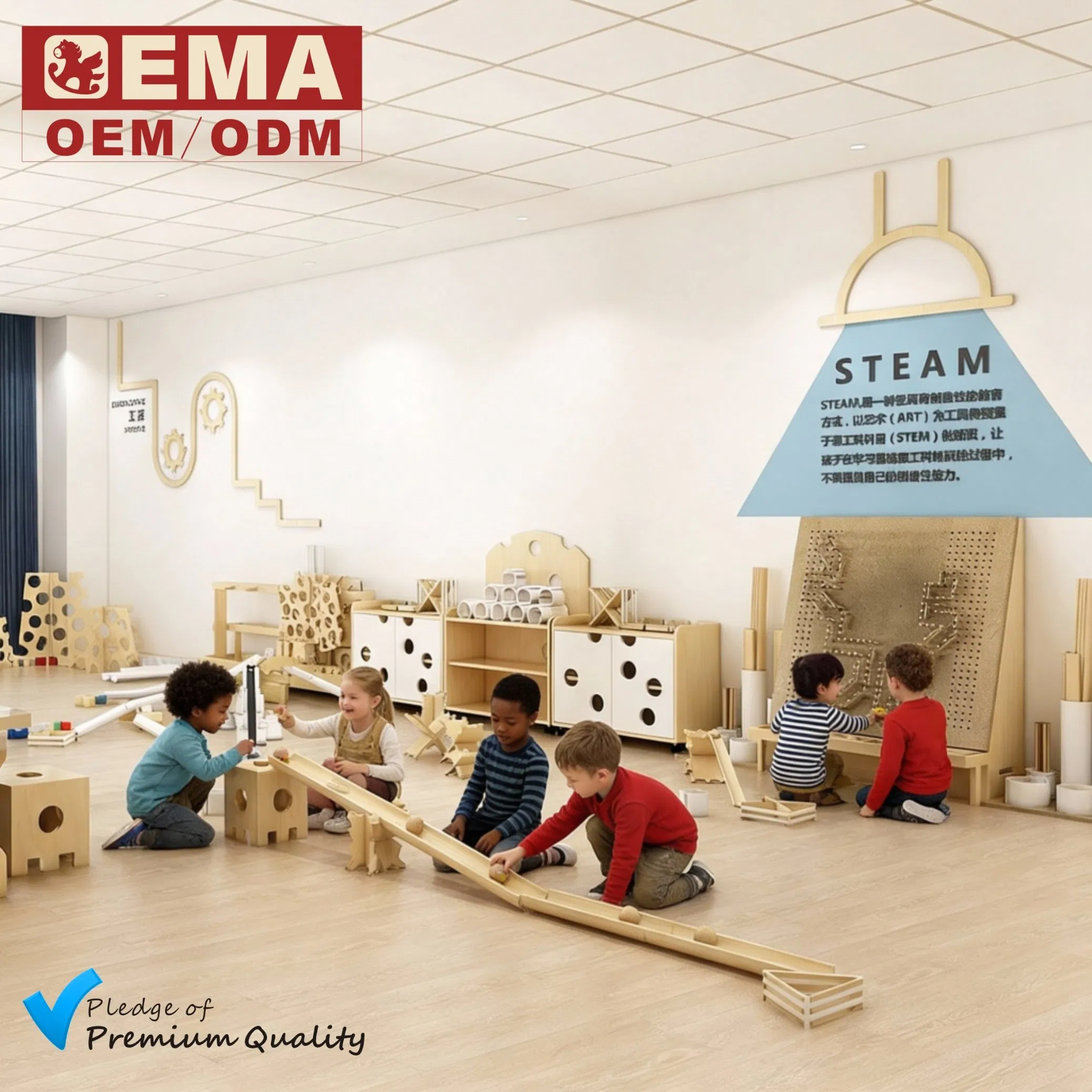 EMA Engaging Wooden Stem Building Blocks Toys for Creative Kids