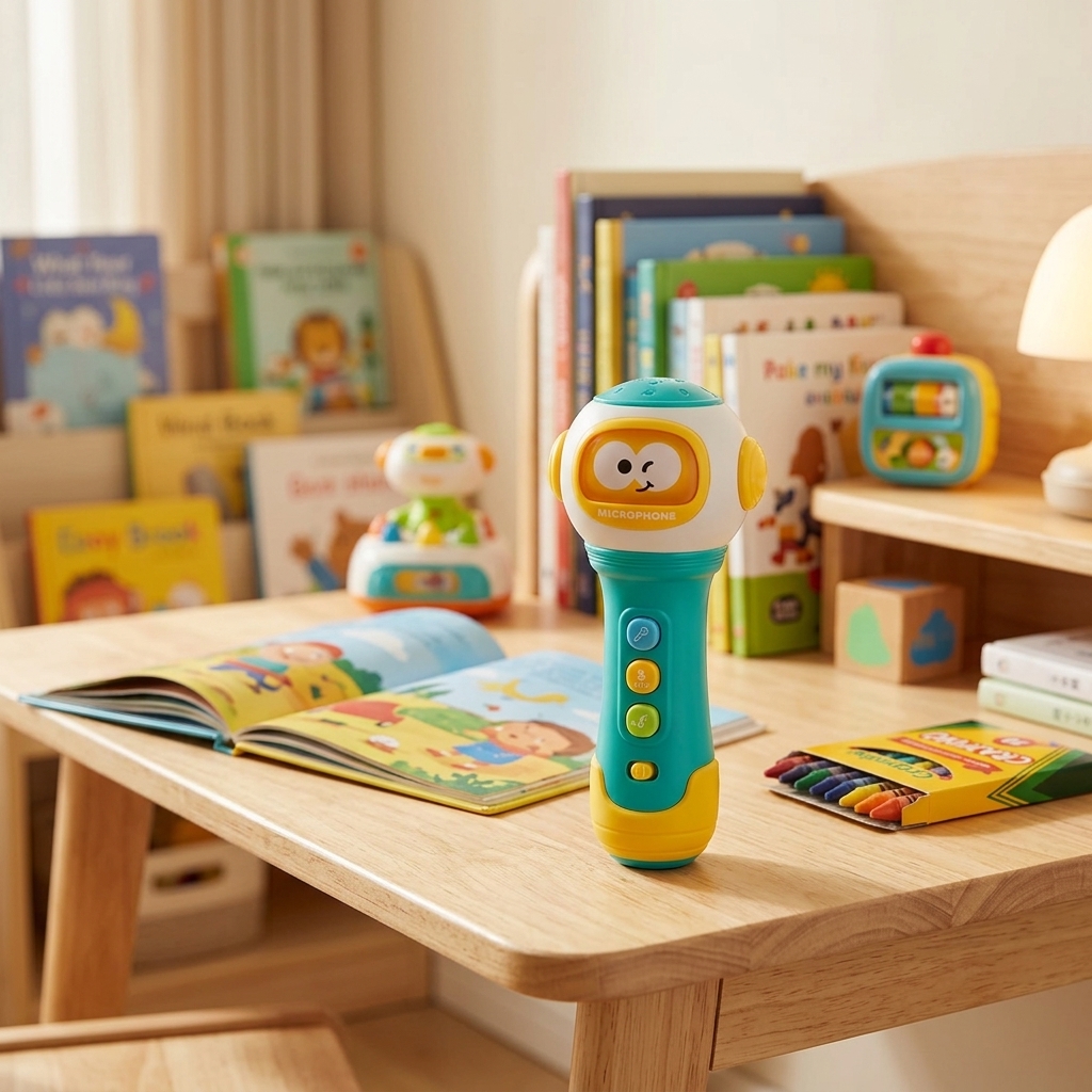Hot Selling Karaoke Early Educational Toys Funny Interactive Sound and Music Plastic Microphone Toy for Kids Quois