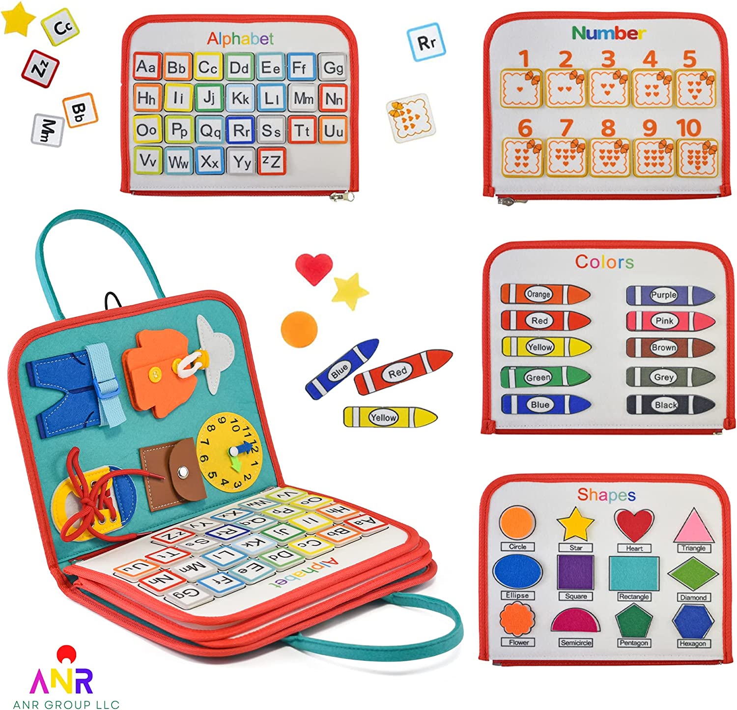 Educational Montessori Toys Multi-effects Fine Motor Skill Learning Interactive Sensory Felt Activity Busy Board for Toddlers