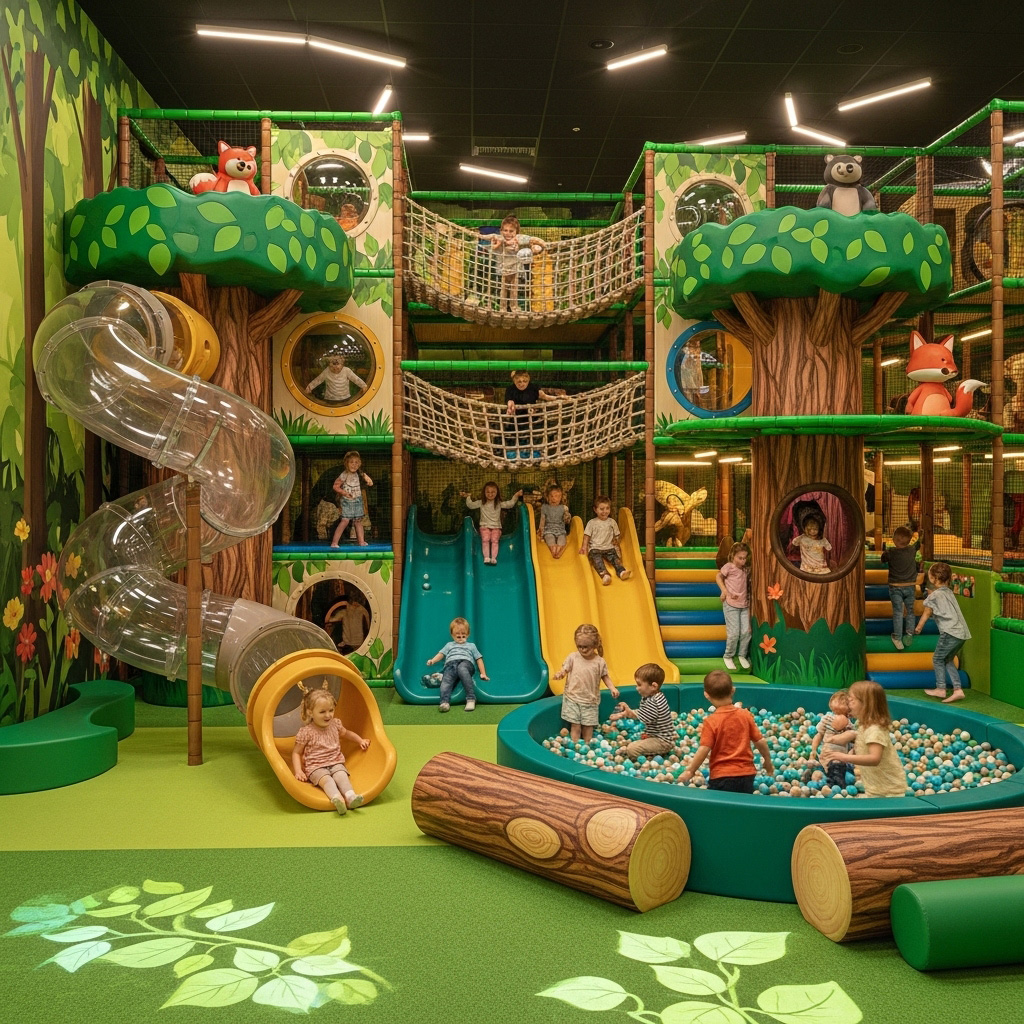 Commercial Indoor Soft Playground Equipment For Kids, Customized Play Structure With Ball Pit,with A Forest Themed