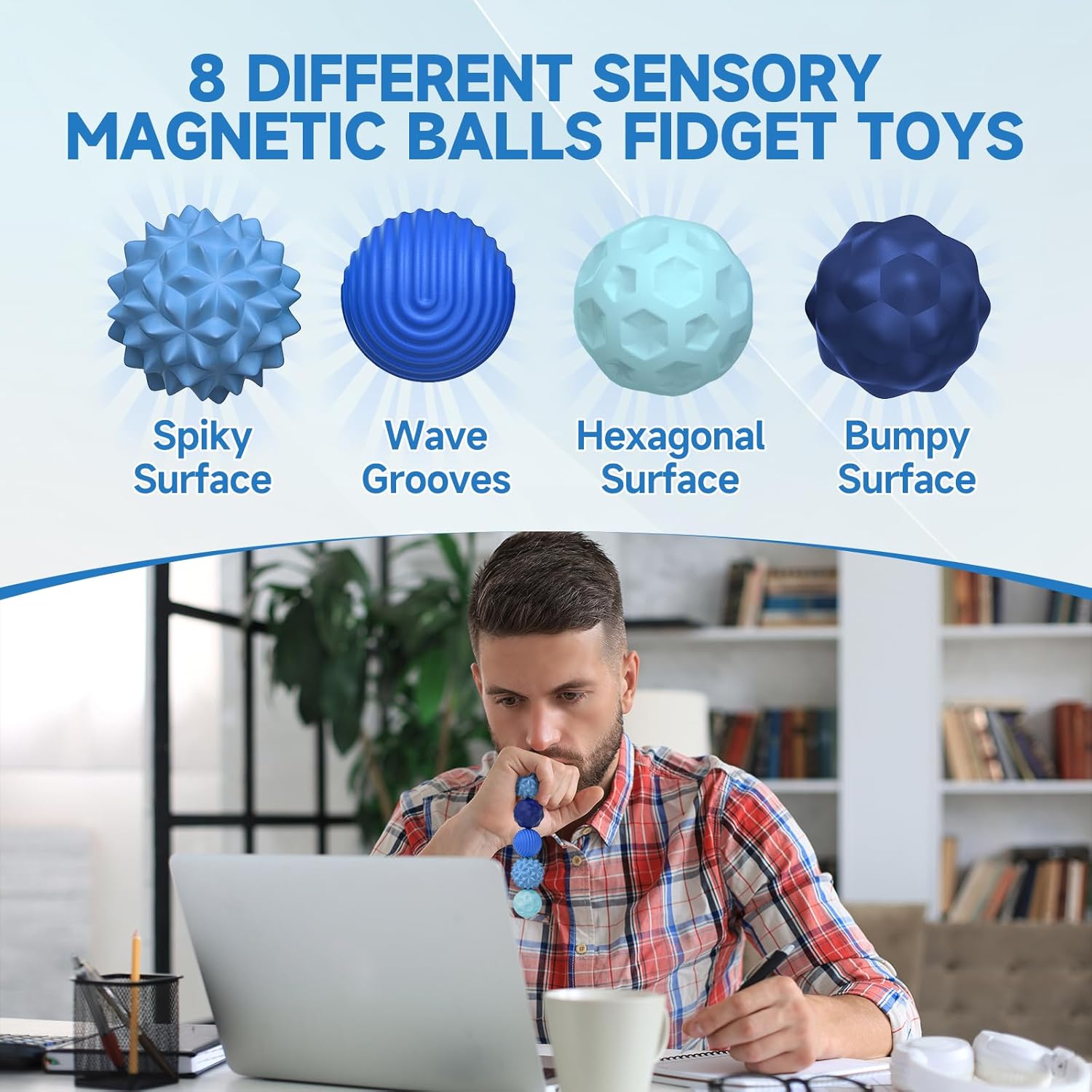 Silicone Magnetic Balls Fidget Toys for Adults Teens 4PCS Stress Relief Sensory Toys Autism ADHD Anxiety Fun Textures Office Toy