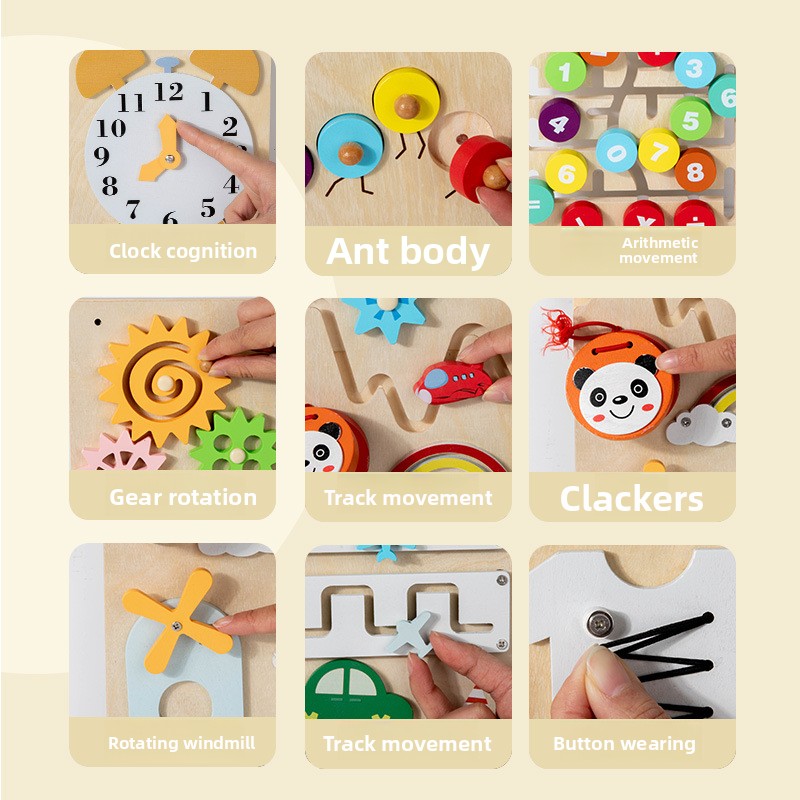 Baby Early Education Wood Multifunctional Wall Game Children's Exploration Cognitive Development Hands-On Ability Busy Board Toy