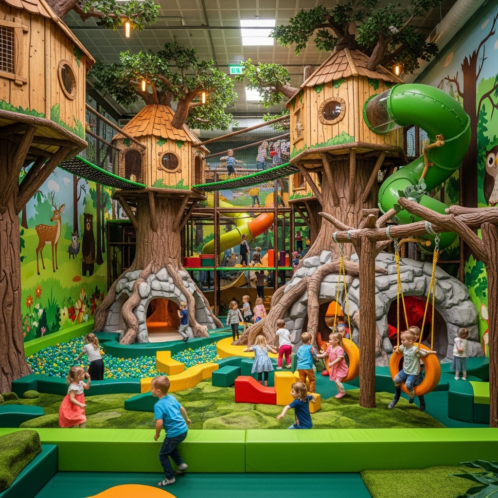 Commercial Indoor Soft Playground Equipment For Kids, Customized Play Structure With Ball Pit,with A Forest Themed