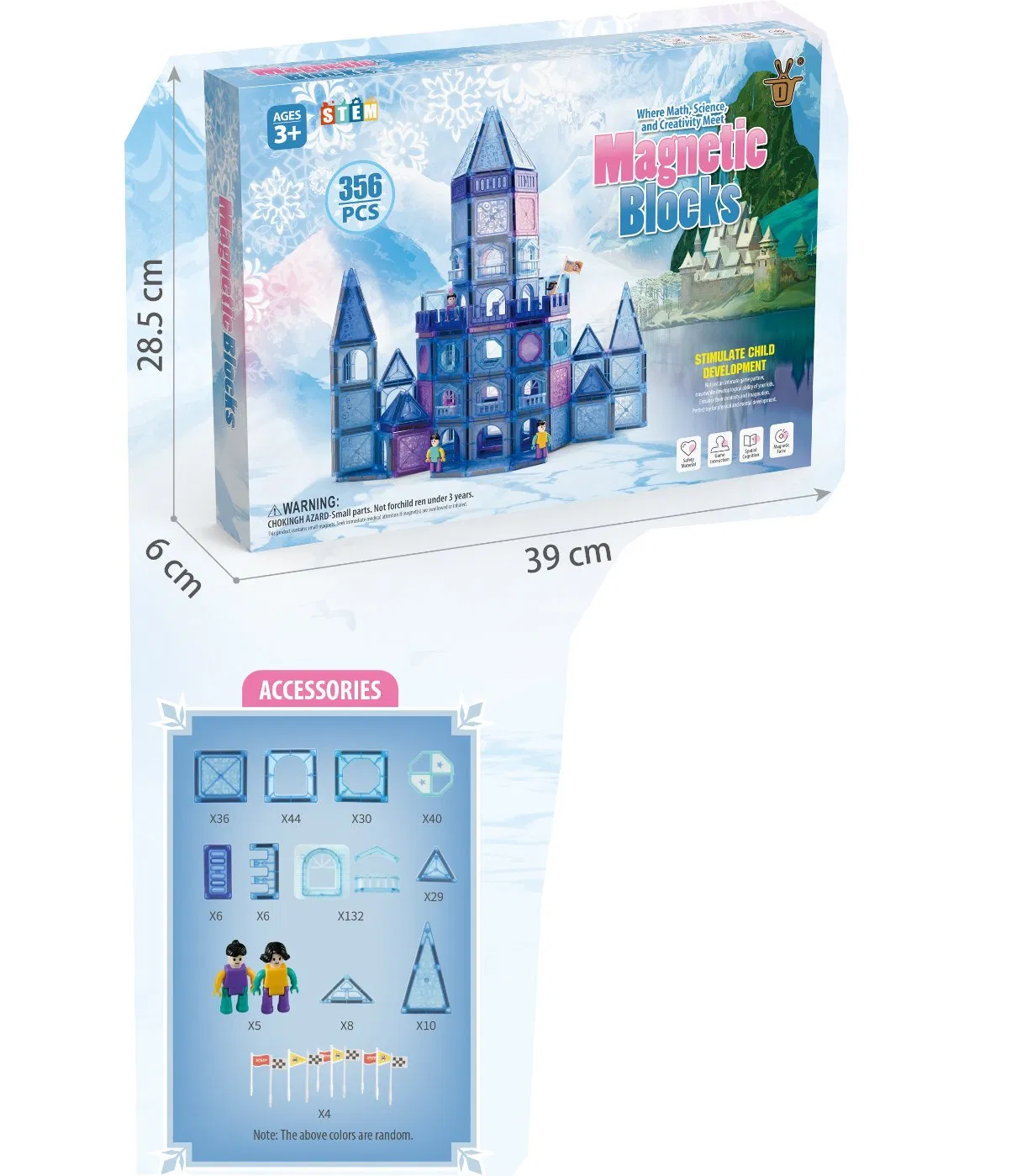 Magnetic Tiles 356PCS Kids Toys Classroom Sensory Toy for Toddlers Stem Learning Building Blocks