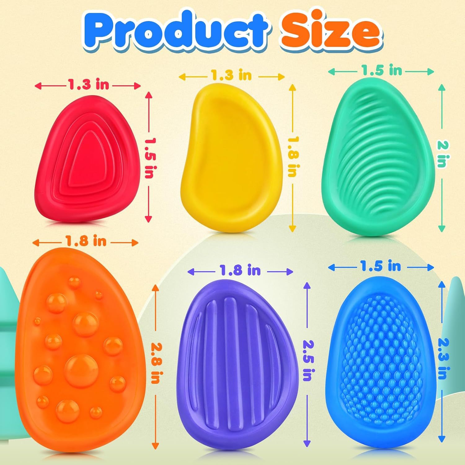 Wholesale 6 Pcs Silicone Sensory Fidget Toys Worry Stones Children's Fidget Toys for Sensory Stone Stress Relief Toy