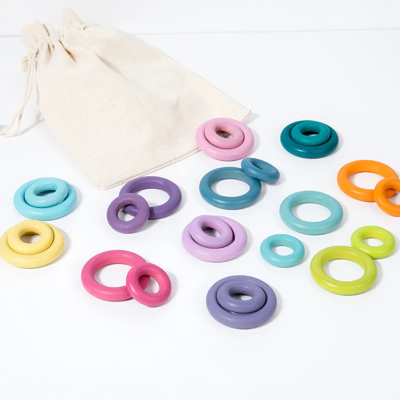 Wooden Ring Stacking Educational Toy Size