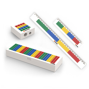 WANGE 6901-6904 Creative Decoration Mini Building Block Set Pencil Ruler Learning Tools Stationery Plastic Toy Gift for Kids