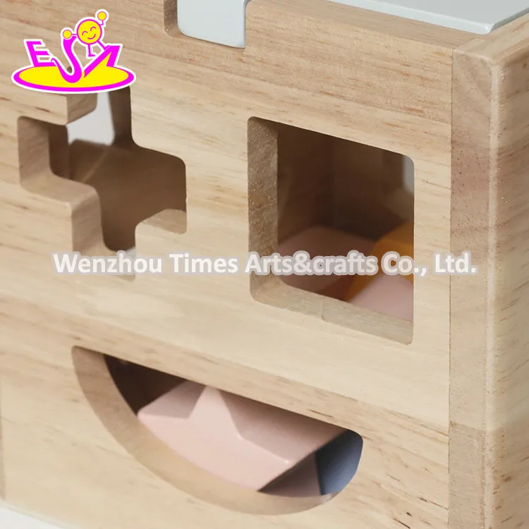 All-in-One Wooden Learning Toy Developmental Hammering Bench, Shape Sorter, and Colorful Stacking Rings W12D757
