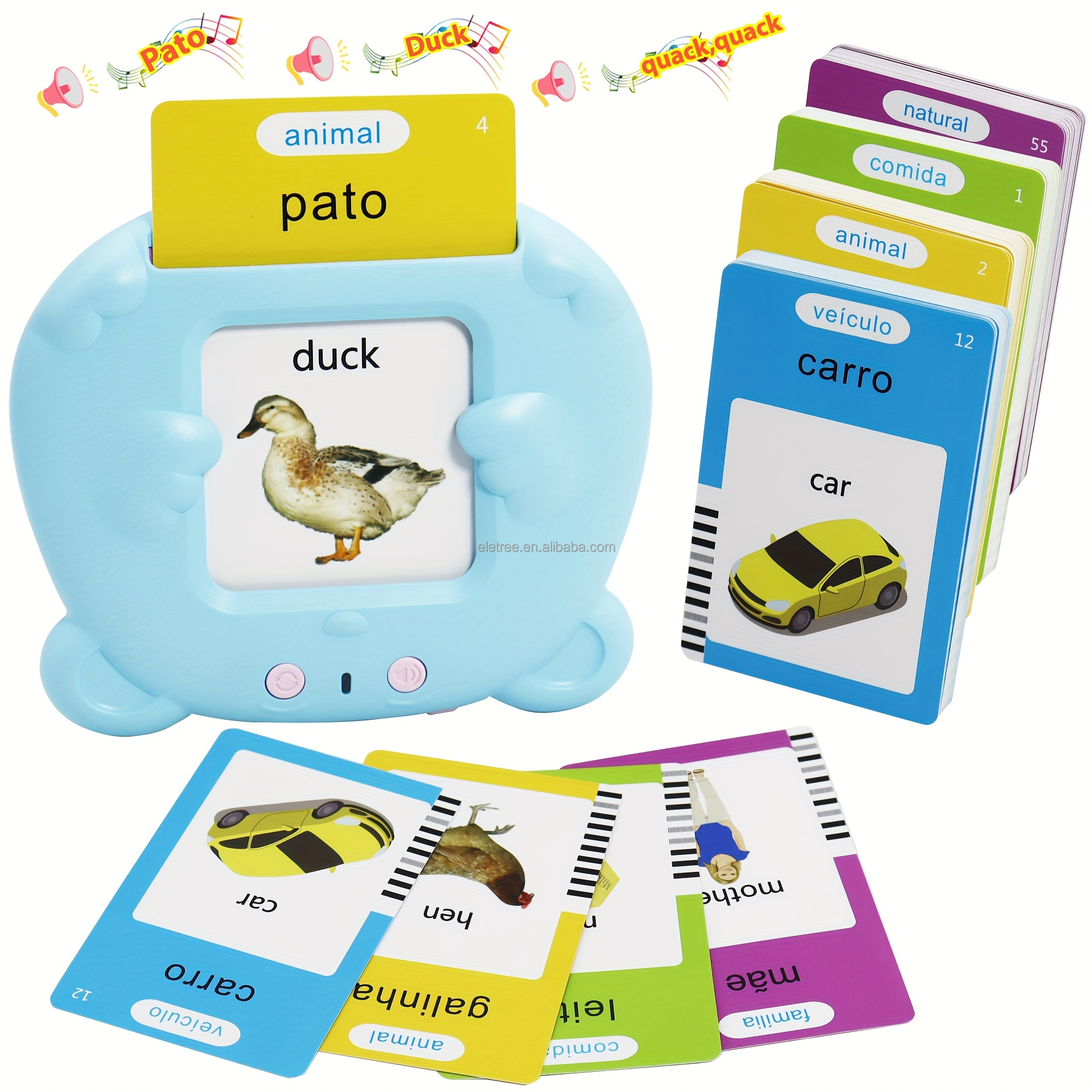 New Arrived Kids Interactive Portuguese English Language Toy Autism Sensory Montessori Speech Therapy Talking Flash Cards