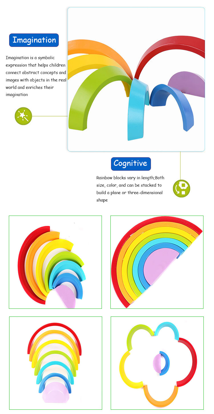 Hot Sale Popularity Colorful Rainbow Wooden 2 to 4 Years Educational Toy Developing Intelligence Unisex Toysrunner