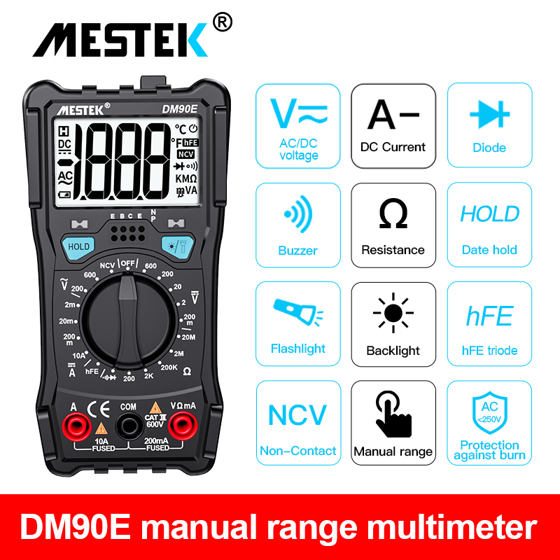 Digital Multimetro Amp Ohm Voltmeter Multitester Small Popular Multimeter With Backlight Digital Multimeter For Sale