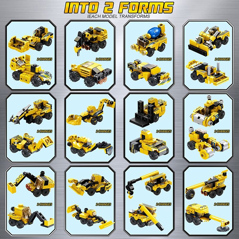 573PCS Robot 25 in 1 Transforming Engineering Construction Vehicles Kit Stem Learning Building Blocks Set Buidling Toys