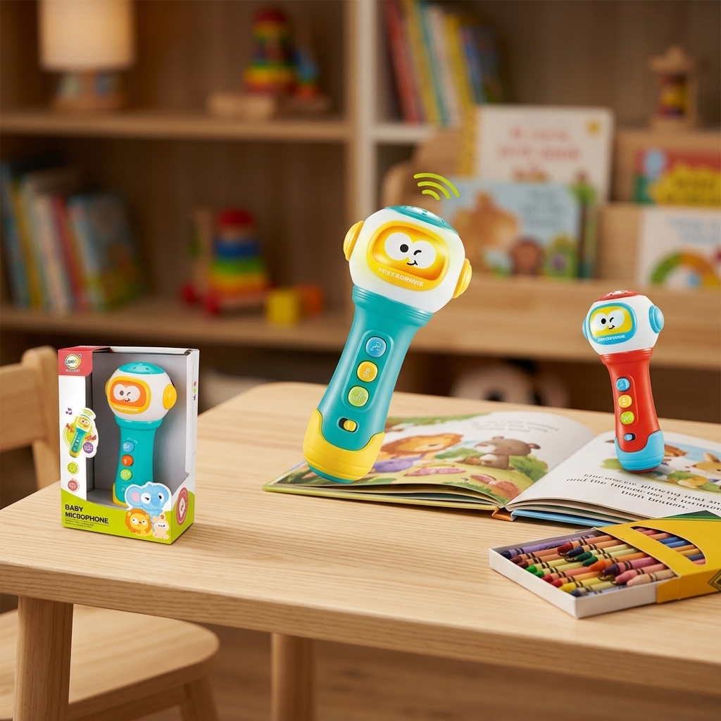 Hot Selling Karaoke Early Educational Toys Funny Interactive Sound and Music Plastic Microphone Toy for Kids Quois