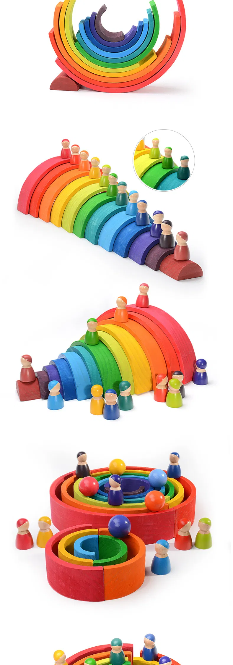 Mini Early Learning Educational Rainbow Boards Building Blocks Toys for Kids Children