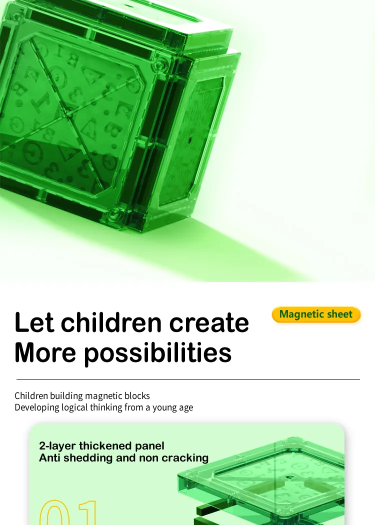 Picassotiles Magnetic Tiles 60PCS Kids Toys Classroom Sensory Toy for Toddlers Stem Learning Building Blocks