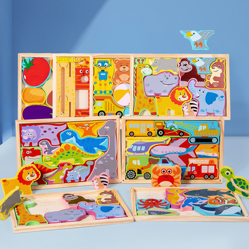 Educational Creative 3D Animal Puzzle Early Learning Wooden Toy for Kids