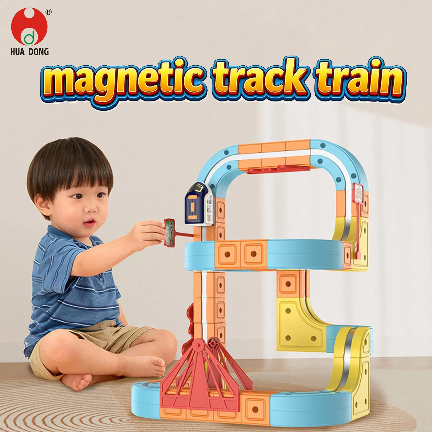 Magnetic Track Train Toy Playset with Detachable Cars Easy Snap Track Design Colorful Accessories Learning and Construction Toy for Toddlers and Preschool Child