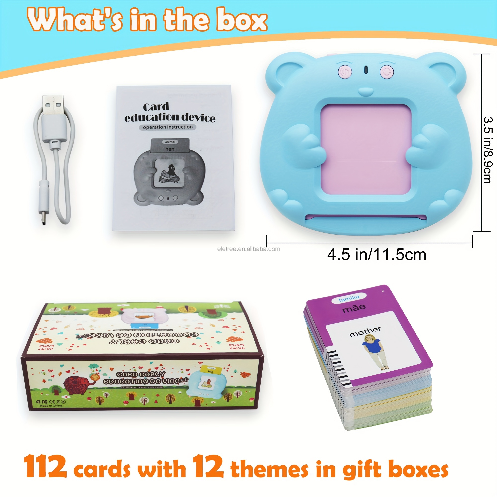 New Arrived Kids Interactive Portuguese English Language Toy Autism Sensory Montessori Speech Therapy Talking Flash Cards