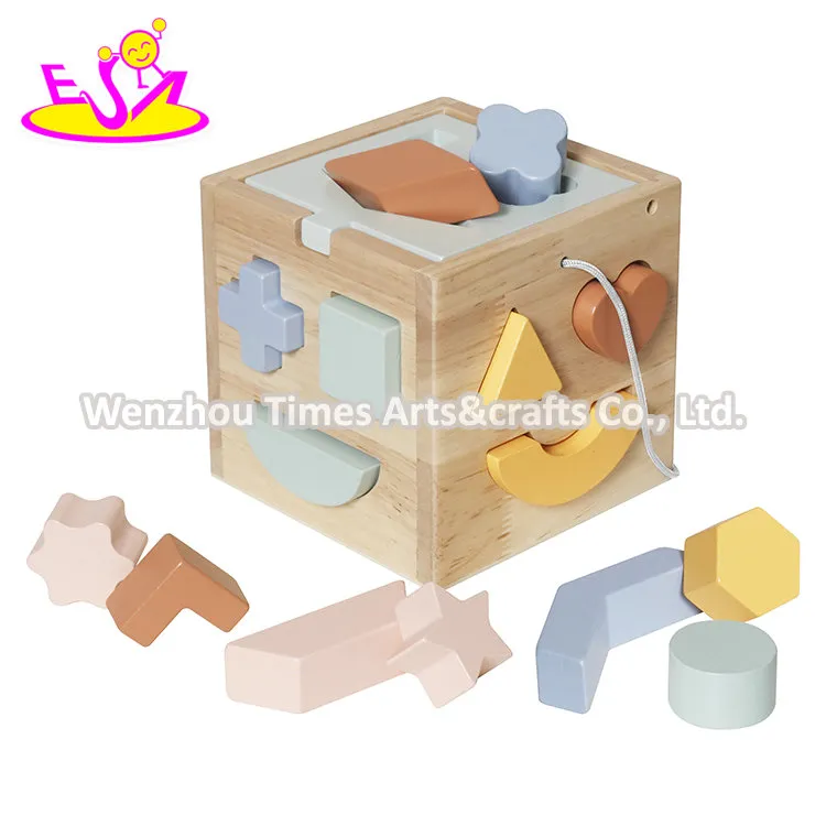 All-in-One Wooden Learning Toy Developmental Hammering Bench, Shape Sorter, and Colorful Stacking Rings W12D757