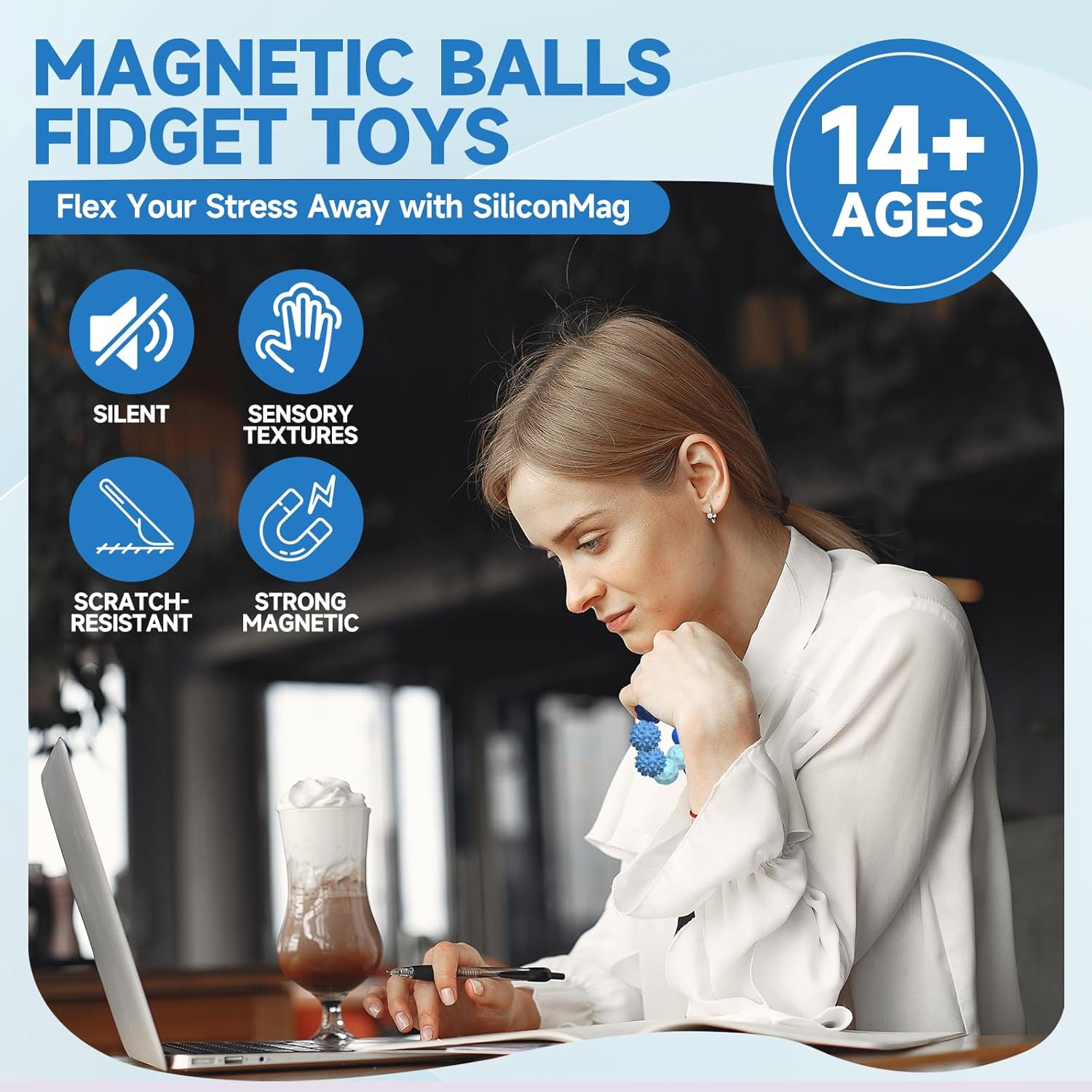 Silicone Magnetic Balls Fidget Toys for Adults Teens 4PCS Stress Relief Sensory Toys Autism ADHD Anxiety Fun Textures Office Toy