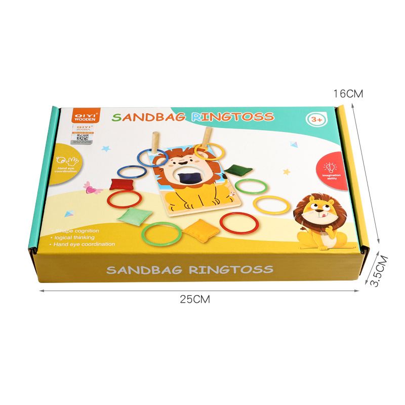 Wooden Bean Bag Toss &amp; Ring Toss Game Indoor Outdoor Interactive Educational Toy for Kids Adults Family Fun