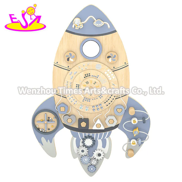 2026 New Montessori Wooden Rocket Busy Board for Toddlers, Early Learning Developmental Toy W12D859