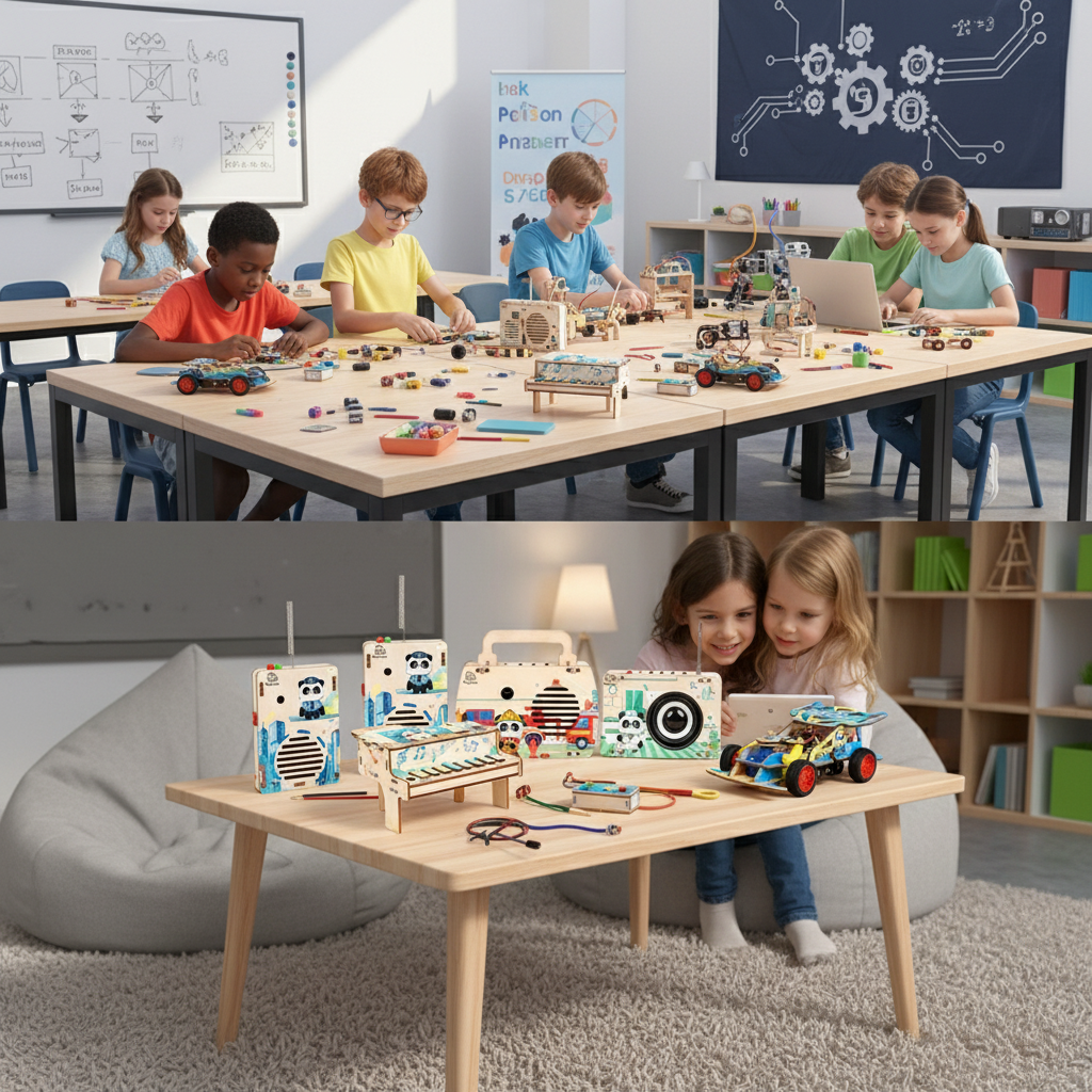 Wholesale 5 In 1 Wooden DIY Electronic Robot Kit Curriculum Educational Supplies For Steam Education