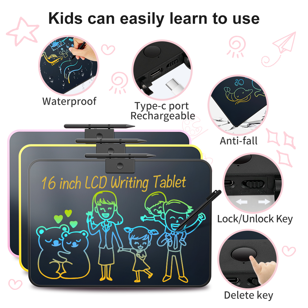 Interactive Learning Machine Kids LCD Writing Tablet Dual Screen Drawing Board Voice Education Toy Reusable Handwriting Pad