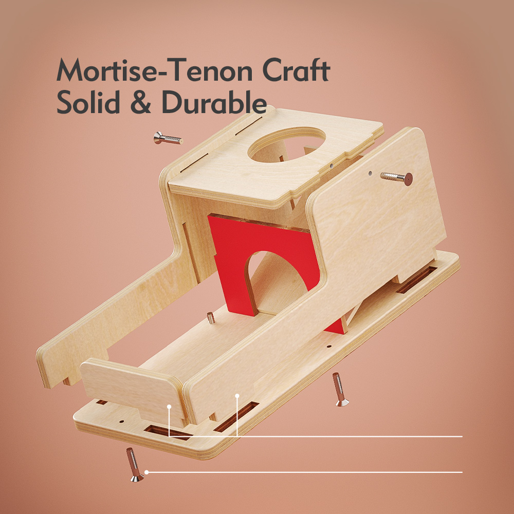 Wooden Montessori Educational Toys for Infants 0-1 Years Object Permanence 3-Ball Drop Box Toy