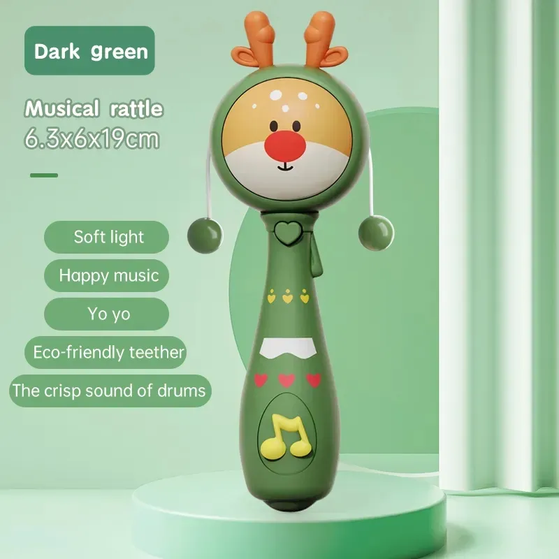 Infant Teethers Soothing Toys Baby Chew Rattle Toys with Music and Lights